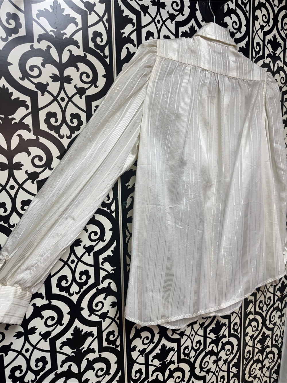 Ivory Ruffled Satin-Style Blouse with Statement Front - Picture 8 of 14